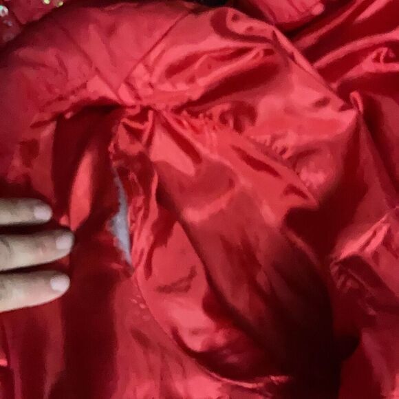 Hwei Na Si Vintage Red Silk Puffer Coat Embroidered Sequin Frog Closures XXXL - Picture 7 of 8